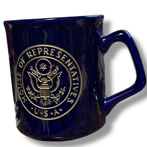 House Of Representatives Coffee Mug Blue W Gold Tone Embossing SEE Tea Cup Seal
